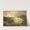 Fjordlandschaft mit Gletscher und Rentieren by August Wilhelm Leu