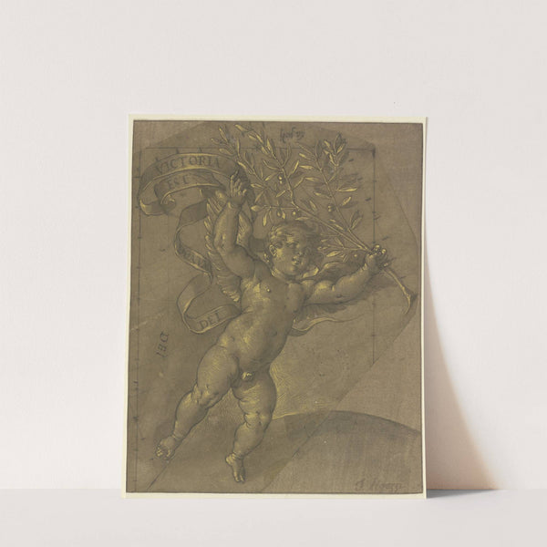 Fliegender Engel mit Lorbeerzweig und Banderole by Jacopo Ligozzi