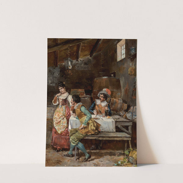 Flirtation in a tavern by Francesco Vinea