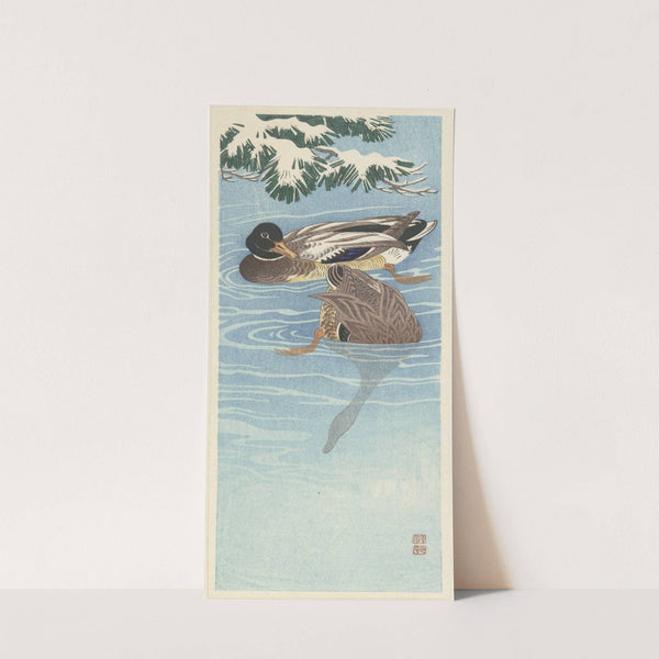 Flock of wild ducks in the water by Ohara Koson