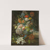 Floral still life with a view of Castel Gandolfo by Gottlob Michael Wentzel