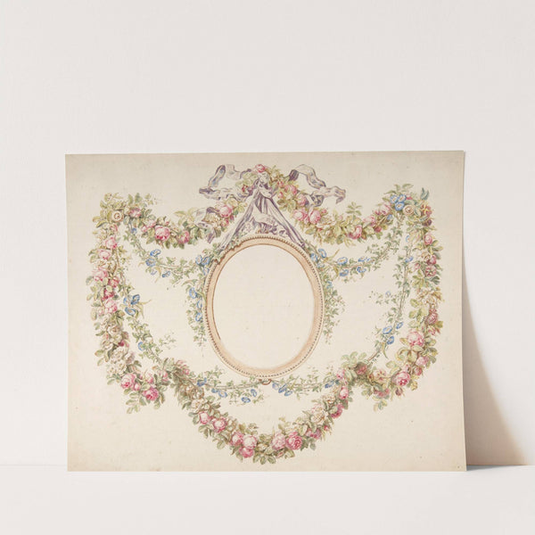 Floral Swags Framing an Empty Oval by Jean-Baptiste Pillement