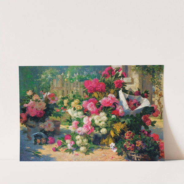 Flower Baskets And Flower Pots In A Garden by Alfred Petit