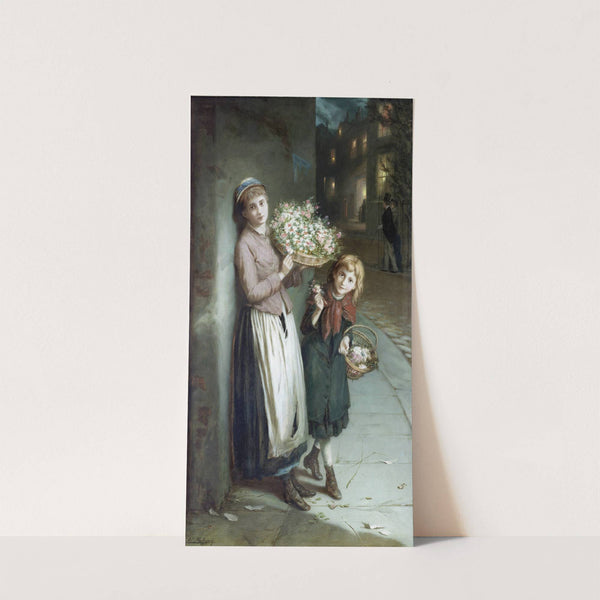 Flower Girls , A Summers Night (1885) by Augustus Edwin Mulready