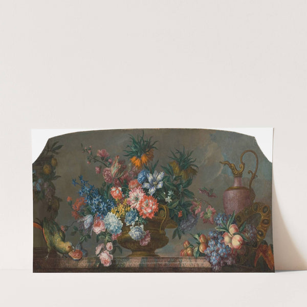 Flowerpiece with Vases and a Parrot by Antoine Monnoyer