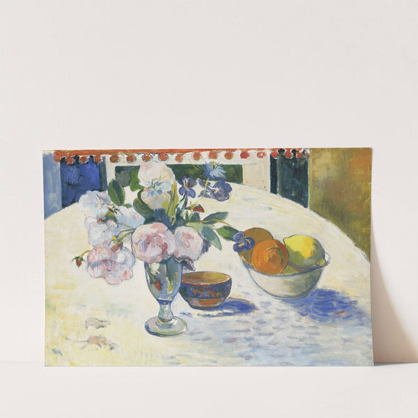 Flowers and a Bowl of Fruit on a Table by Paul Gauguin