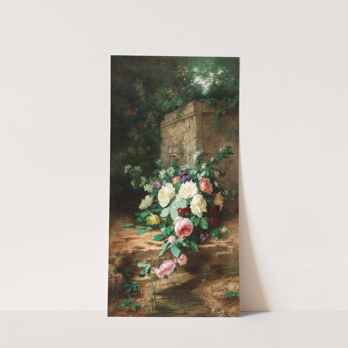 Flowers By An Ancient Fountain by Alexandre Gamba de Preydour