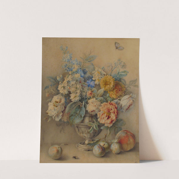 Flowers in a Silver Caster, Fruit in the Foreground by Jacques André Portail