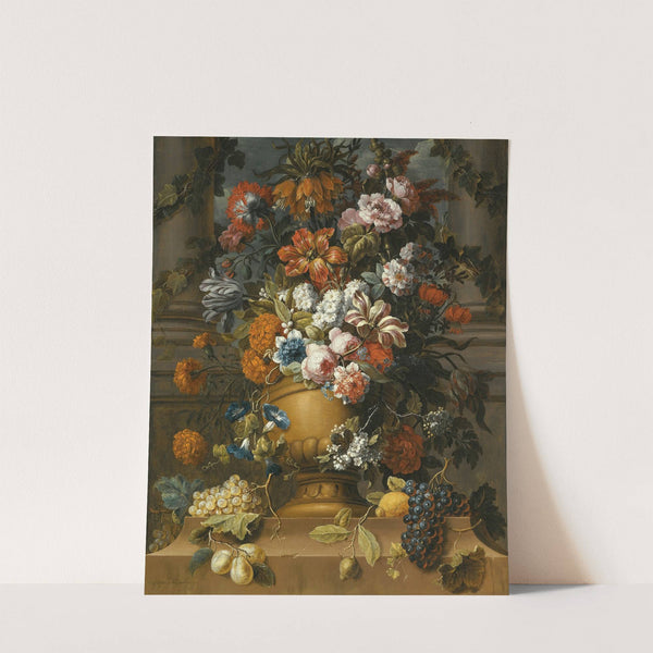 Flowers In An Urn With Fruit On A Pedestal by Gaspar Peeter Verbruggen the Younger