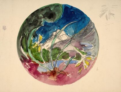 Flowers in front of a mountainous landscape — size preview