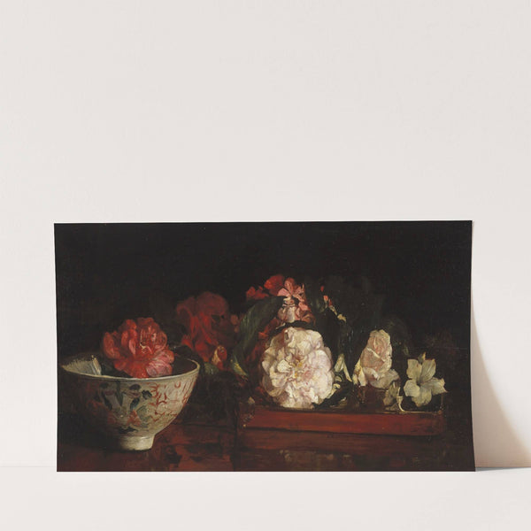 Flowers On A Japanese Tray On A Mahogany Table by John La Farge