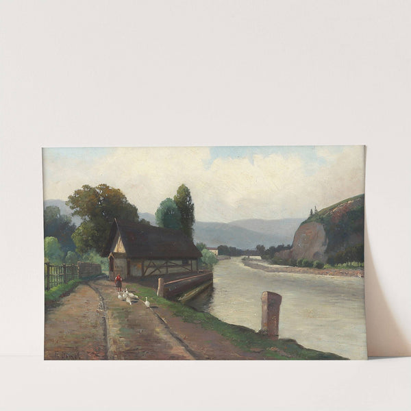 Flußlandschaft mit Gänseliesl by Franz Demel