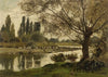 Flußlandschaft mit Vögeln und Weide