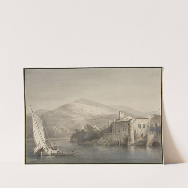 Flusslandschaft mit Segelkahn und Ruderboot by Jean-Jacques de Boissieu