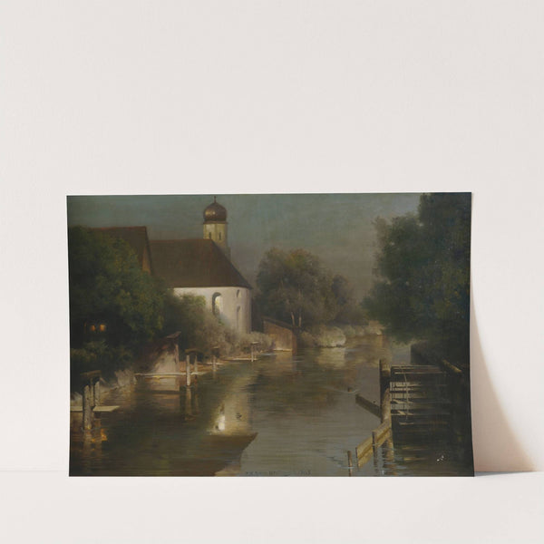 Flusslauf mit Kapelle von Fürstenfeldbruck by Paul Wilhelm Keller-Reutlingen