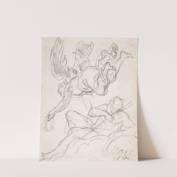 Flying Figure Holding a Crown, Reclining River God by Jacques Louis David