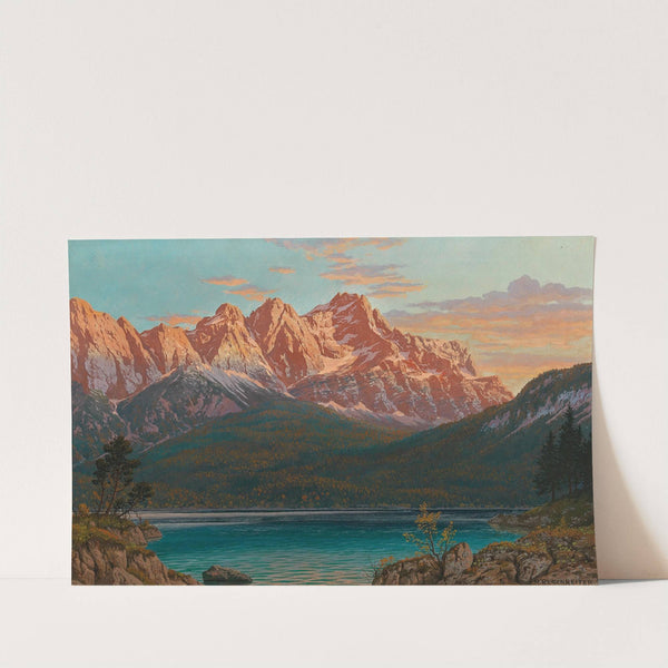 Föhnabend, Eibsee mit Zugspitze by Rudolf Reschreiter