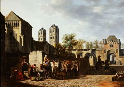 Fontaine publique et église Saint-Géréon à Cologne (1670)