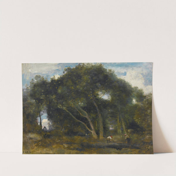 Fontainebleau-Chênes Inclinés Dans Une Éclaircie De Forêt by Jean-Baptiste-Camille Corot