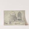 Fontein tegen een stadsmuur, waarin een trap is gebouwd by Theodoor Wilkens