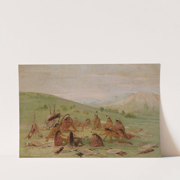 Foot War Party In Council, Mandan by George Catlin