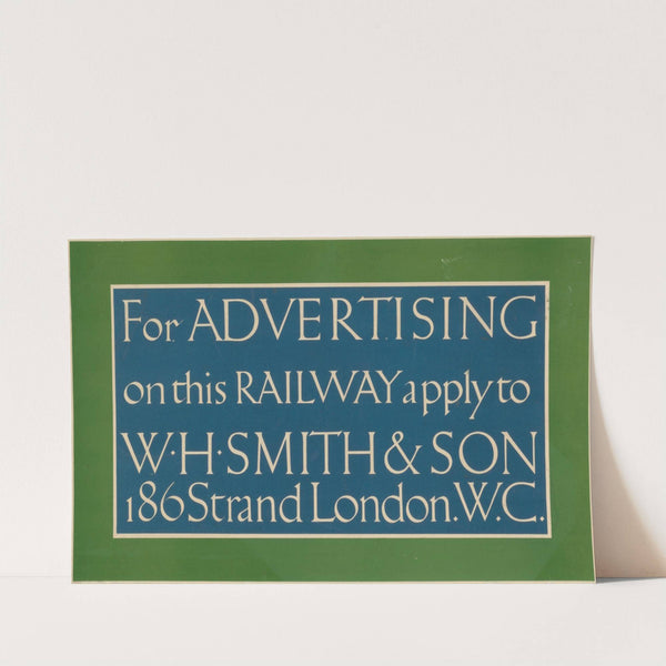 For Advertising on the Railway Apply to W. H. Smith & Son (1909) by Eric Gill