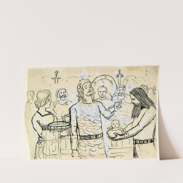 Forarbeid til illustrasjon til ‘Håkon den godes saga’ i Snorre Sturlason, Kongesagaer, Kristiania 1899 (Between 1895 and 1899) by Christian Krohg