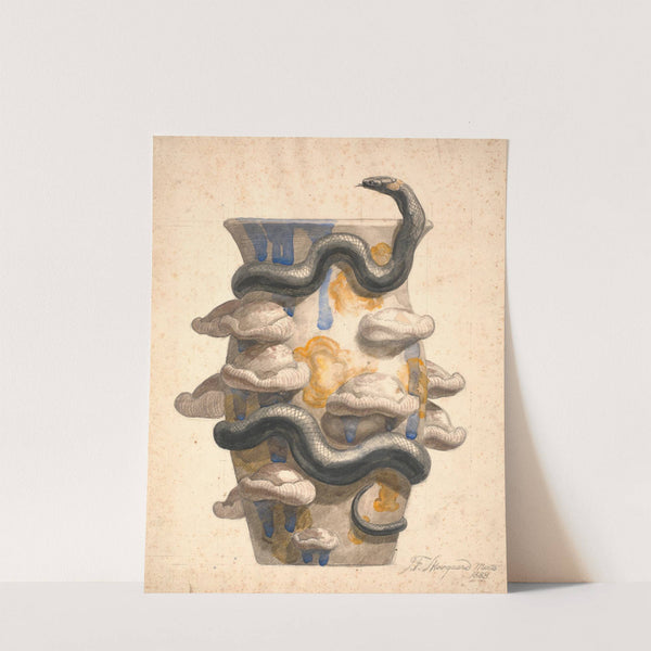 Forarbejde Til Vase Dekoreret Med Plastisk Udformet Slange Og Svampe (1888) by Joakim Skovgaard