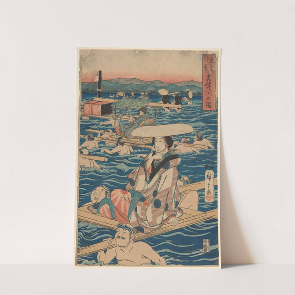 Fording a Broad River (19th century) by Andō Hiroshige