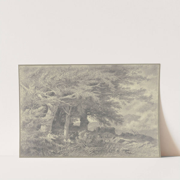 Forest edge with herd of goats by Heinrich Funk