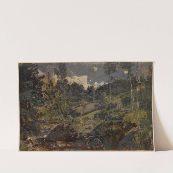 Forest glade by a mountain stream (1850-1881) by Adolf Dressler