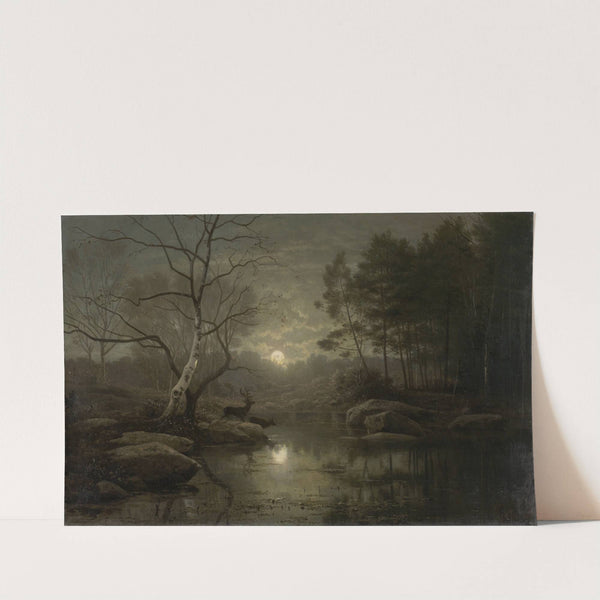 Forest Landscape in the Moonlight by Georg Eduard Otto Saal