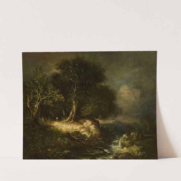 Forest landscape with a road and a river by James Stark