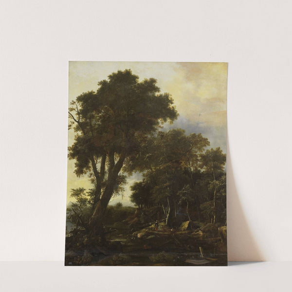 Forest landscape with lean-to by Roelant Roghman