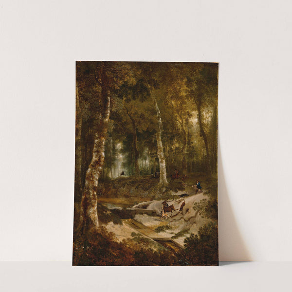 Forest Landscape with Stag Hunt by Jan Hackaert