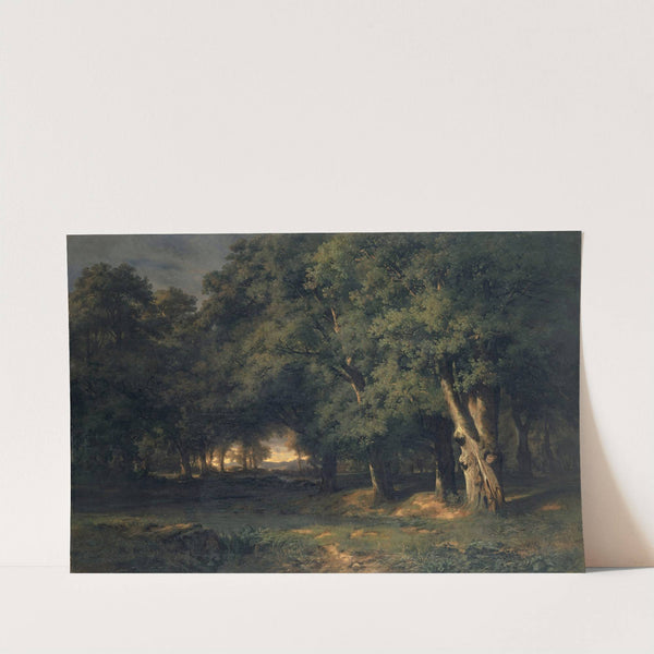 Forest Landscape with Stag Hunt (1844) by Alexandre Calame