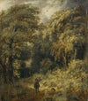 Forest Path with People Strolling
