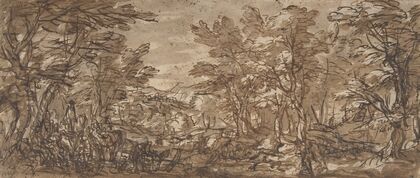 Forest Scene, a Halt at the Left, a Hunt at the Center (1612–66)