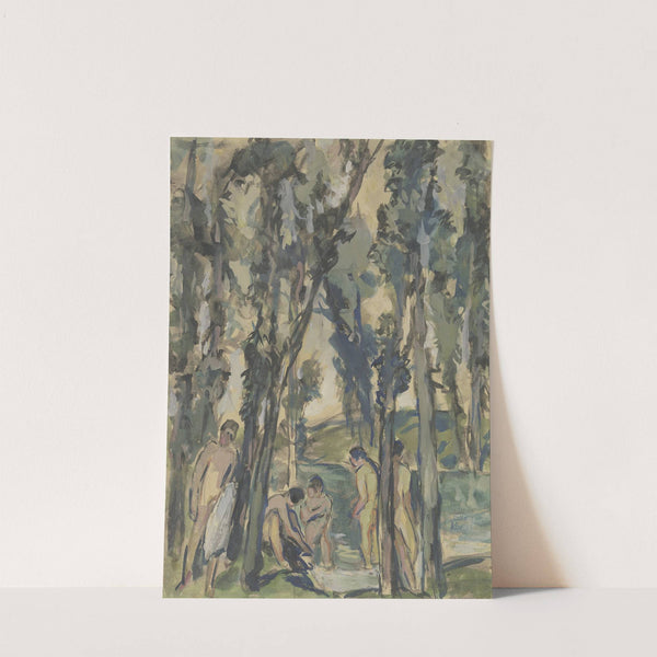 Forest stream with bathing people by Otto Kopp