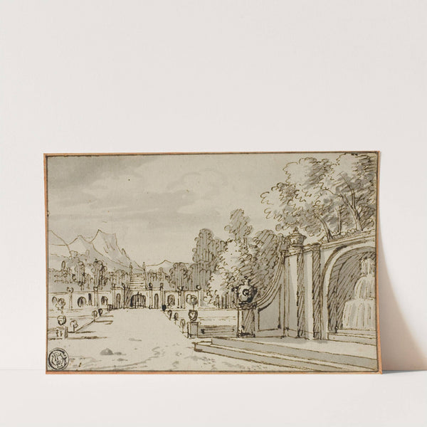 Formal Garden with Fountain in Foreground by Bernard Picart