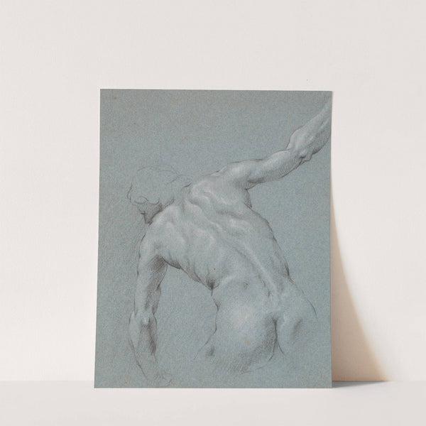 Foroverbøjet mandlig model, set fra ryggen by Heinrich Dittmers