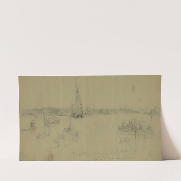 Fort Powhatan–on the James–below the Pontoon bridge (1864) by Alfred Rudolph Waud