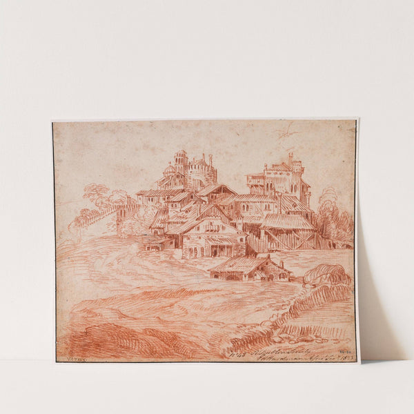 Fortified Village with a Castle, Keep and a Church by Jean-Antoine Watteau