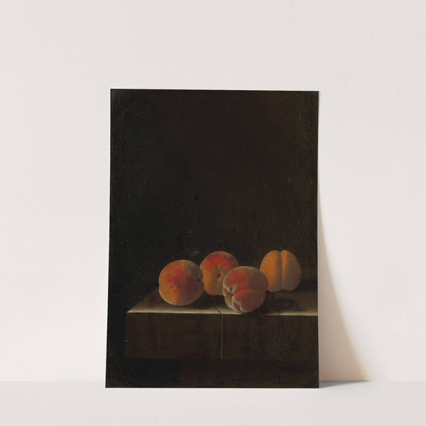 Four Apricots on a Stone Plinth by Adriaen Coorte