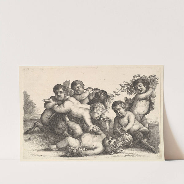 Four boys, two satyrs and a goat (1647) by Wenceslaus Hollar