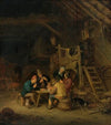 Four Card Players In A Rustic Interior