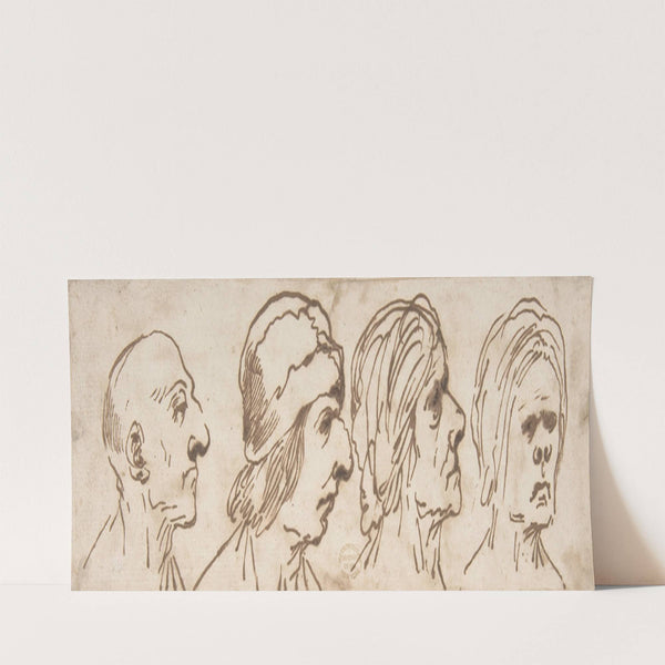 Four Caricatured Heads (1612–66) by Pier Francesco Mola