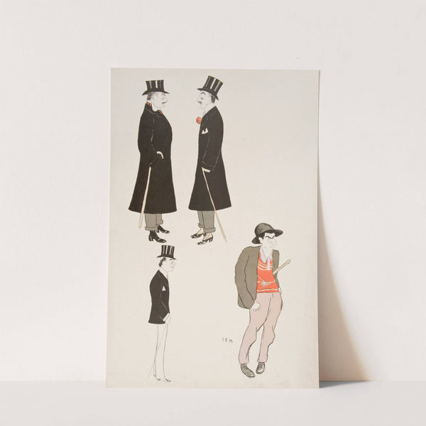 Four caricatures of men (1904) by Georges Goursat (Sem)