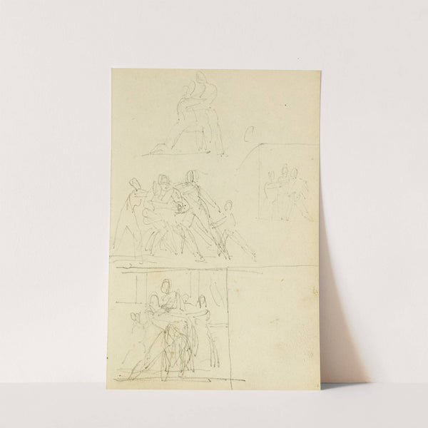 Four compositional studies for a group of figures by Théodore Géricault