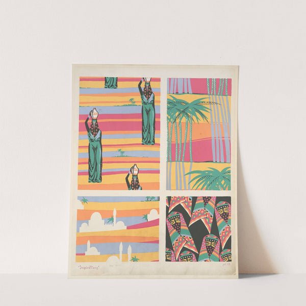 Four compositions of Middle Eastern scenes by André Durenceau